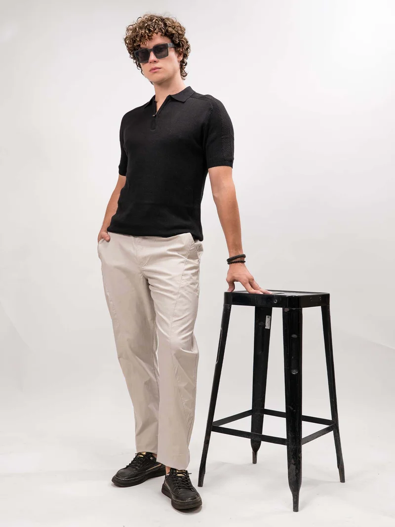 Maniac  Maniac Mens Cut and Sew Solid Light Grey Cotton Trackpant for Men | Best Price UAE